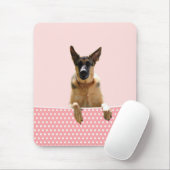 Deutscher Schäferhund Hund Pink Polka Dots Mousepad (Mit Mouse)