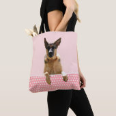 Deutscher Schäferhund Hund Pink Polka Dots Tasche (Von Nahem)