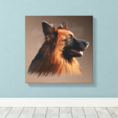 Deutscher Schäferhund Hund Portrait Kunst Malerei Leinwanddruck (Insitu (Holzboden))