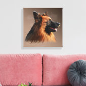 Deutscher Schäferhund Hund Portrait Kunst Malerei Leinwanddruck (Insitu (Wohnzimmer))