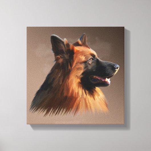 Deutscher Schäferhund Hund Portrait Kunst Malerei Leinwanddruck (Vorderseite)
