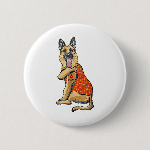 Deutscher Schäferhund Hund Tattoo I Liebe Mama Blu Button