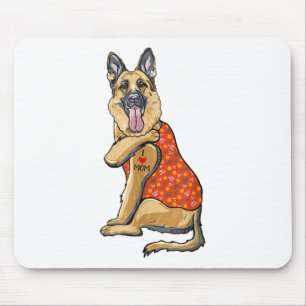 Deutscher Schäferhund Hund Tattoo I Liebe Mama Blu Mousepad