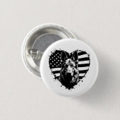 Deutscher Schäferhund Hund USA Flag 4. Juli Button (Vorne & Hinten)