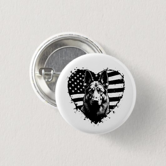 Deutscher Schäferhund Hund USA Flag 4. Juli Button (Vorne & Hinten)