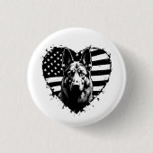 Deutscher Schäferhund Hund USA Flag 4. Juli Button (Vorderseite)