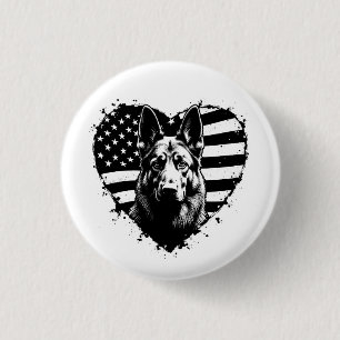 Deutscher Schäferhund Hund USA Flag 4. Juli Button