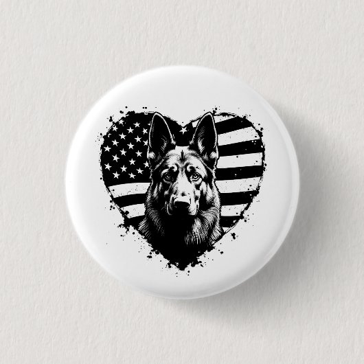 Deutscher Schäferhund Hund USA Flag 4. Juli Button (Vorderseite)