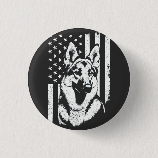 Deutscher Schäferhund Hund USA Flag 4. Juli Button (Vorderseite)