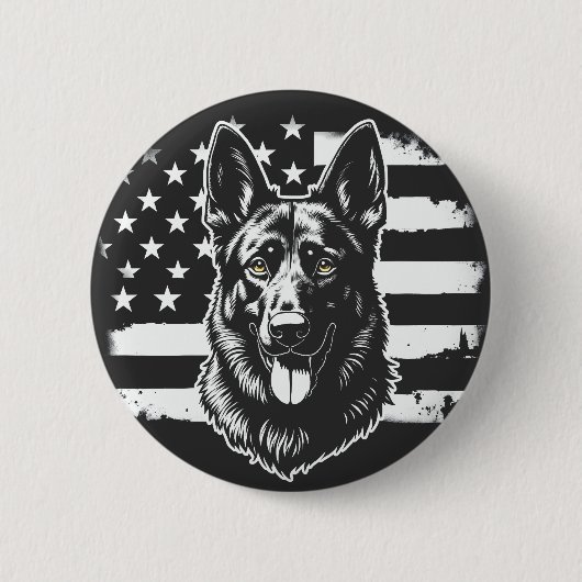 Deutscher Schäferhund Hund USA Flag 4. Juli Button (Vorderseite)