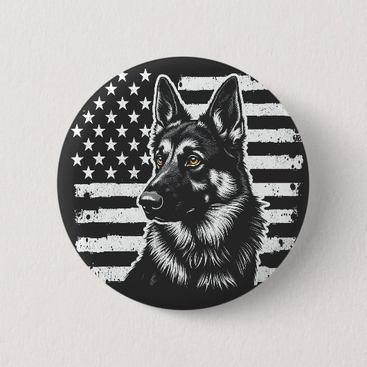 Deutscher Schäferhund Hund USA Flag 4. Juli Button (Vorderseite)