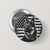 Deutscher Schäferhund Hund USA Flag 4. Juli Button (Vorne & Hinten)