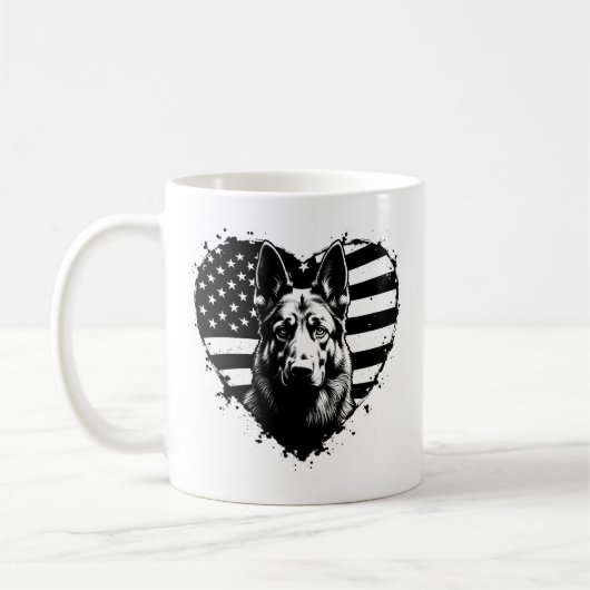 Deutscher Schäferhund Hund USA Flag 4. Juli Kaffeetasse (Links)