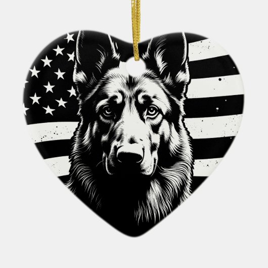 Deutscher Schäferhund Hund USA Flag 4. Juli Keramik Ornament (Vorne)