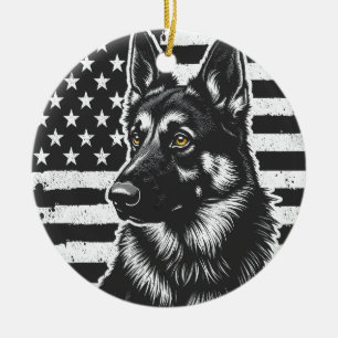 Deutscher Schäferhund Hund USA Flag 4. Juli Keramik Ornament