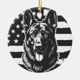 Deutscher Schäferhund Hund USA Flag 4. Juli Keramik Ornament