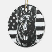 Deutscher Schäferhund Hund USA Flag 4. Juli Keramik Ornament (Links)