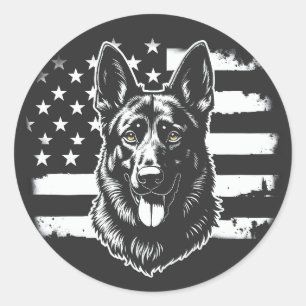 Deutscher Schäferhund Hund USA Flag 4. Juli Runder Aufkleber