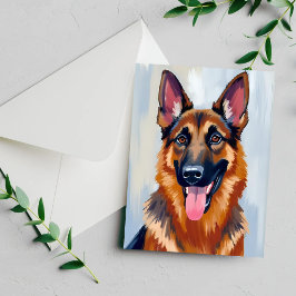 Deutscher Schäferhund | Hund Wasserfarbe Pet Karte