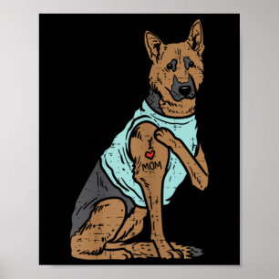 Deutscher Schäferhund I Liebe Mama Tattoo K9 Dog L Poster