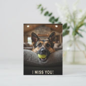 Deutscher Schäferhund Ich vermisse dich Postkarte (Stehend Vorderseite)
