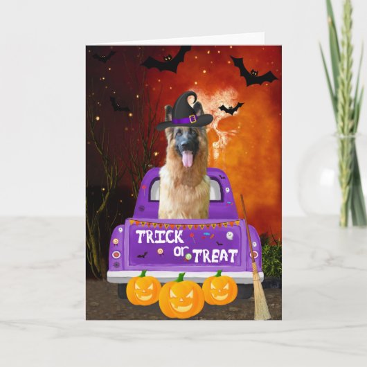 Deutscher Schäferhund im Halloween-Lkw Karte (Vorderseite)