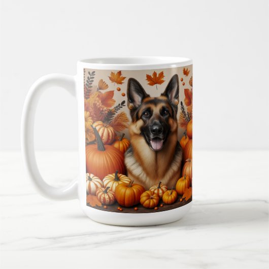 Deutscher Schäferhund im Herbstsetting Kaffeetasse (Links)