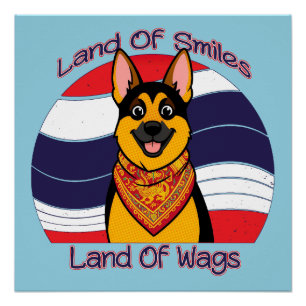 Deutscher Schäferhund im Land der Smiles und Wedel Poster