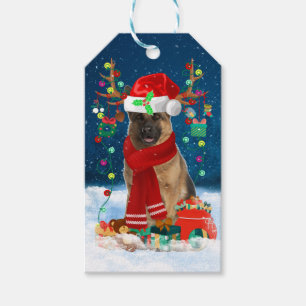 Deutscher Schäferhund im Schnee mit Weihnachtsges Geschenkanhänger