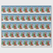 Deutscher Schäferhund im Schnee mit Weihnachtsgesc Geschenkpapier (Flach)