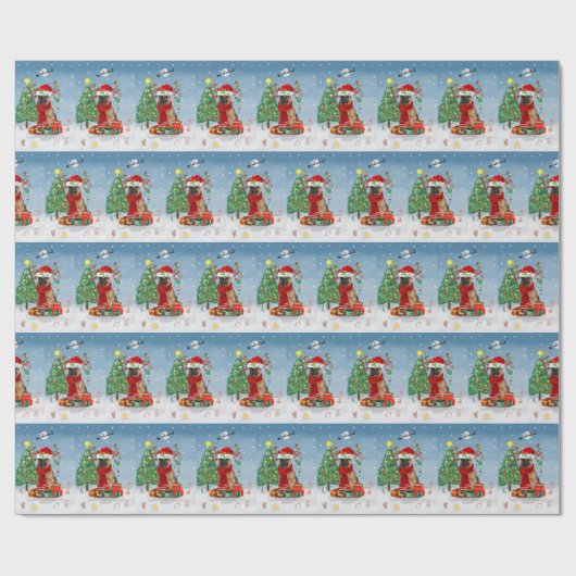 Deutscher Schäferhund im Schnee mit Weihnachtsgesc Geschenkpapier (Flach)