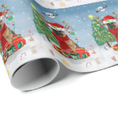 Deutscher Schäferhund im Schnee mit Weihnachtsgesc Geschenkpapier (Rolleneckpunkt)