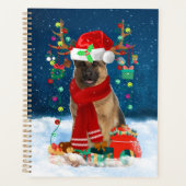 Deutscher Schäferhund im Schnee mit Weihnachtsgesc Planer (Vorderseite)