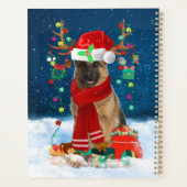 Deutscher Schäferhund im Schnee mit Weihnachtsgesc Planer (Rückseite)