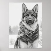 Deutscher Schäferhund im Schnee Poster (Vorne)