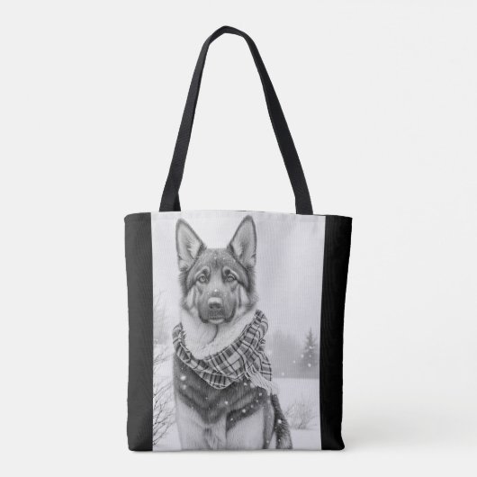 Deutscher Schäferhund im Schnee Tasche (Rückseite)
