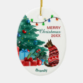 Deutscher Schäferhund im Winter im Winter Keramik Ornament (Vorne)