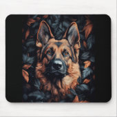Deutscher Schäferhund in Blättern Mousepad (Vorne)
