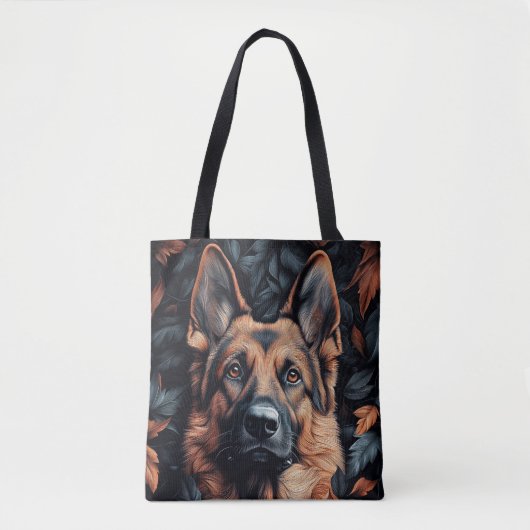 Deutscher Schäferhund in Blättern Tasche (Vorderseite)