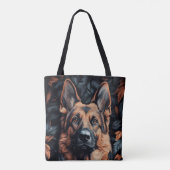 Deutscher Schäferhund in Blättern Tasche (Rückseite)