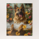 Deutscher Schäferhund in der Badewanne | German Sh Puzzle (Vertikal)