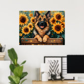 Deutscher Schäferhund in einem Fass Poster (Heimbüro)