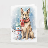 Deutscher Schäferhund in einem Weihnachtshut mit S Karte (Vorderseite)