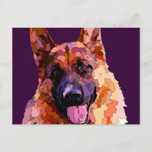 Deutscher Schäferhund in hellen Farben Postkarte