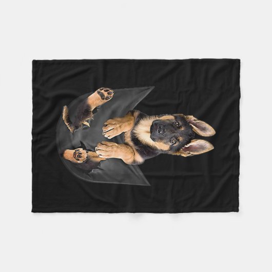 Deutscher Schäferhund in Pocket T - Shirt Funny Do Fleecedecke (Vorderseite (Horizontal))