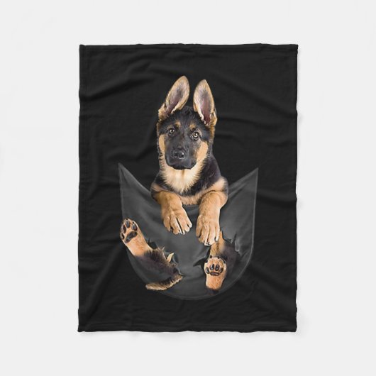 Deutscher Schäferhund in Pocket T - Shirt Funny Do Fleecedecke (Vorderseite)