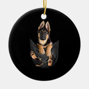 Deutscher Schäferhund in Pocket T - Shirt Funny Do Keramik Ornament
