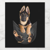 Deutscher Schäferhund in Pocket T - Shirt Funny Do Weinetikett (Einzelnes Label)