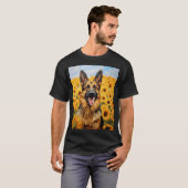 Deutscher Schäferhund in Sonnenblumen T-Shirt (Vorne ganz)