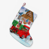 Deutscher Schäferhund in Weihnachten LKW Schnee Kleiner Weihnachtsstrumpf (Vorderansicht (hängend))